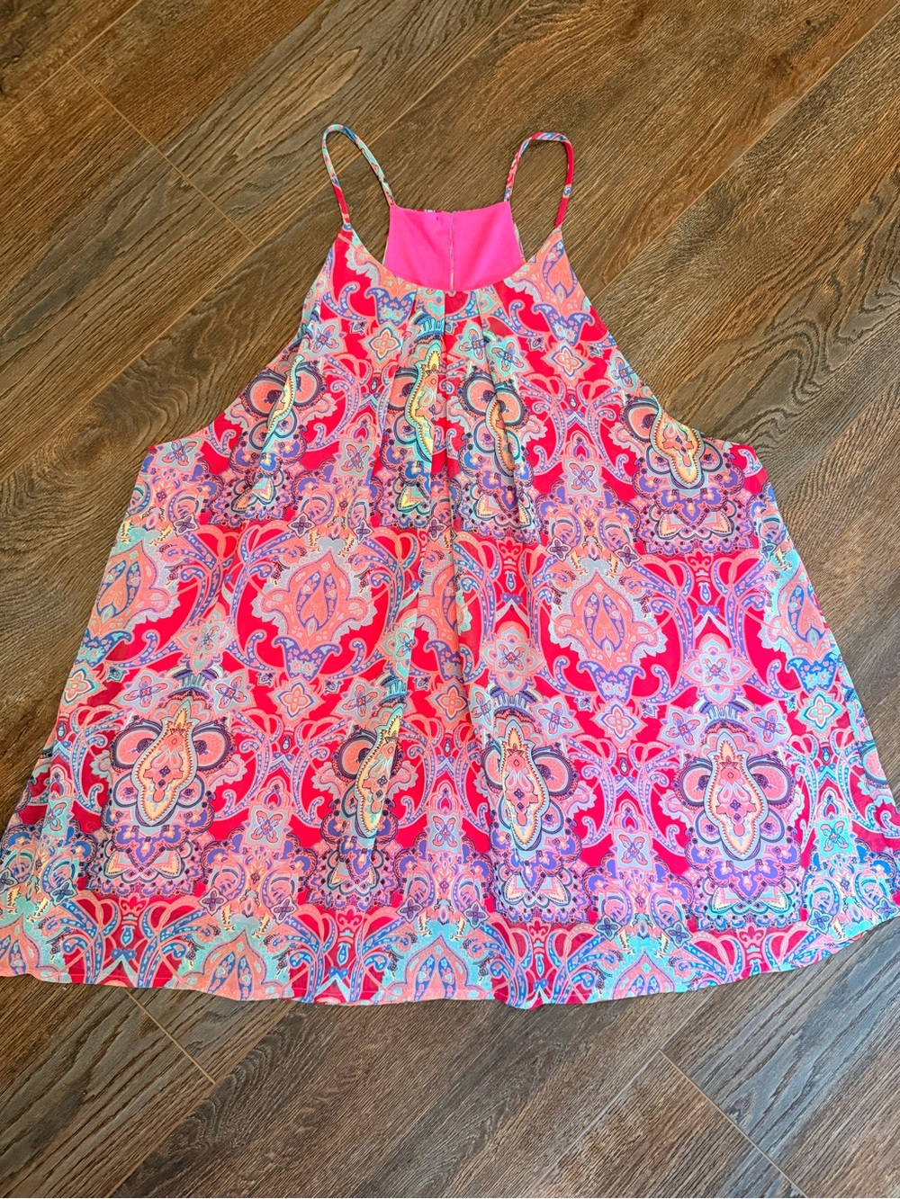 Le Kate Bright Pink Paisley Print Spaghetti-Strap Blouse